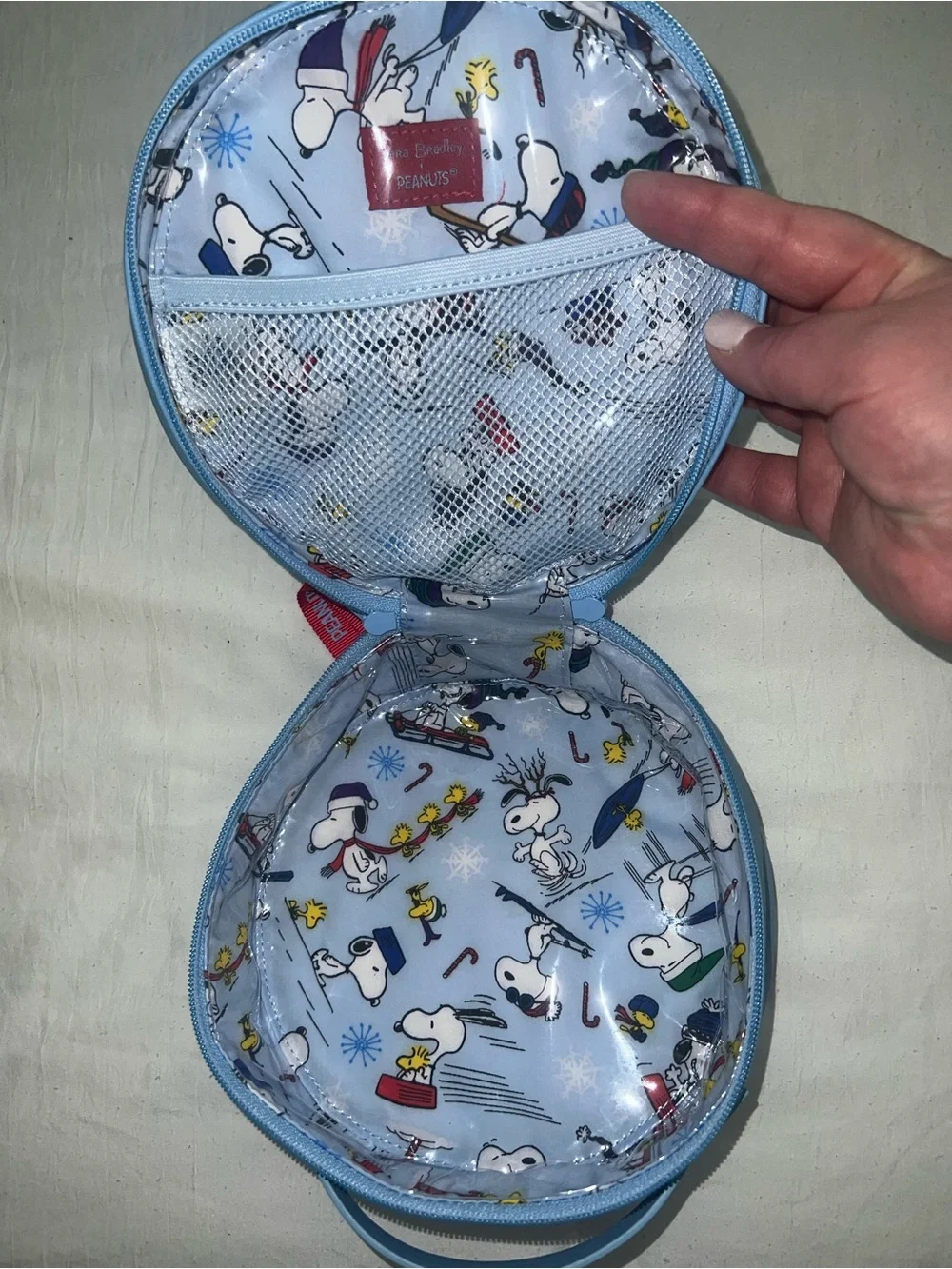 Vera Bradley Peanuts Holiday Snoopy & Woodstock Round Pouch